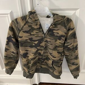 Gap boys size 10 large fleece lined camp sweatshirt with full zip